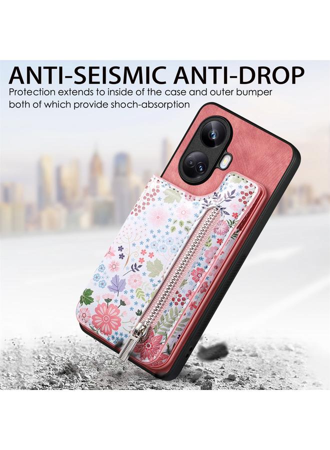 S-TOP Case For Realme C20/C11 2021 Retro Painted Zipper Wallet Back Phone Case - Image 5