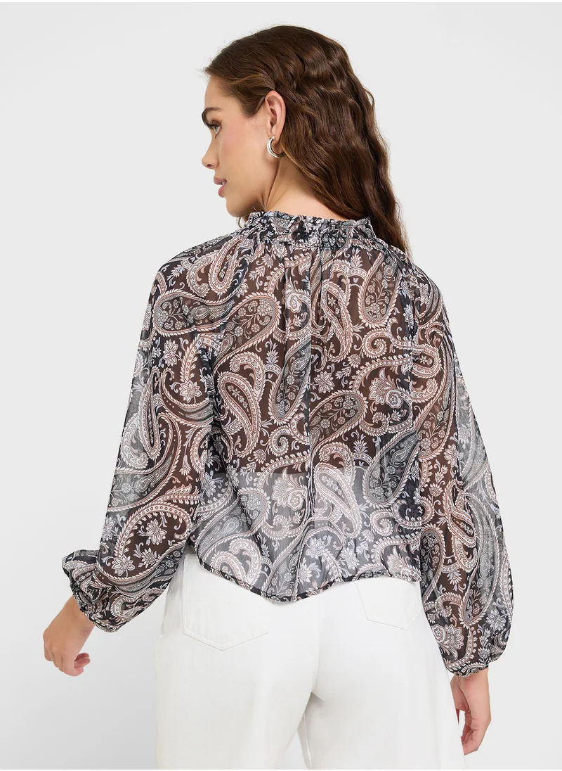 جينجر Paisely Print Boho Blouse