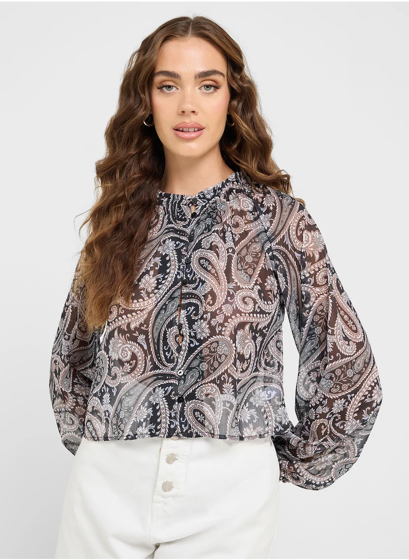 جينجر Paisely Print Boho Blouse