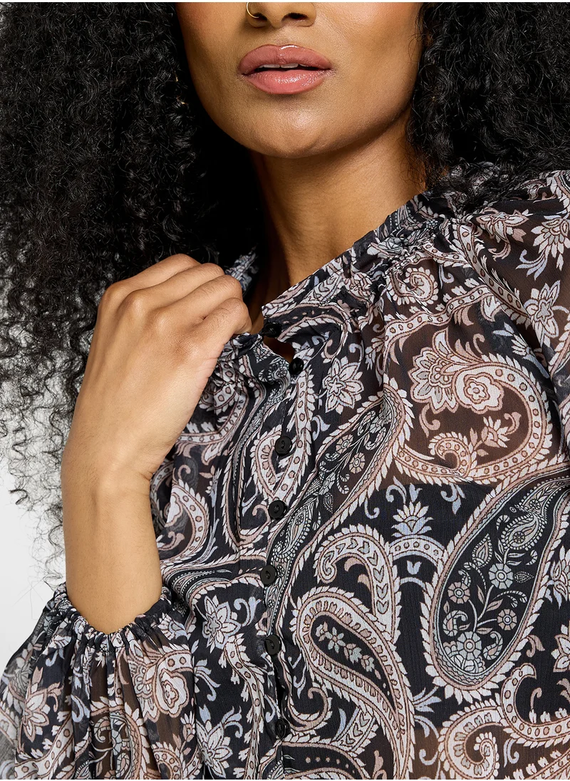 جينجر Paisely Print Boho Blouse