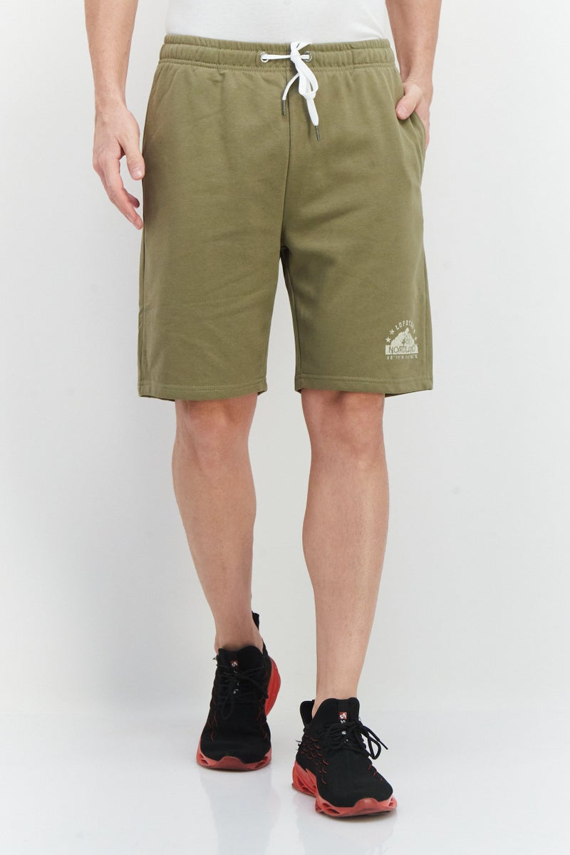 Nordland Men Regular Fit Drawstring Basic Shorts, Light Olive - Image 1