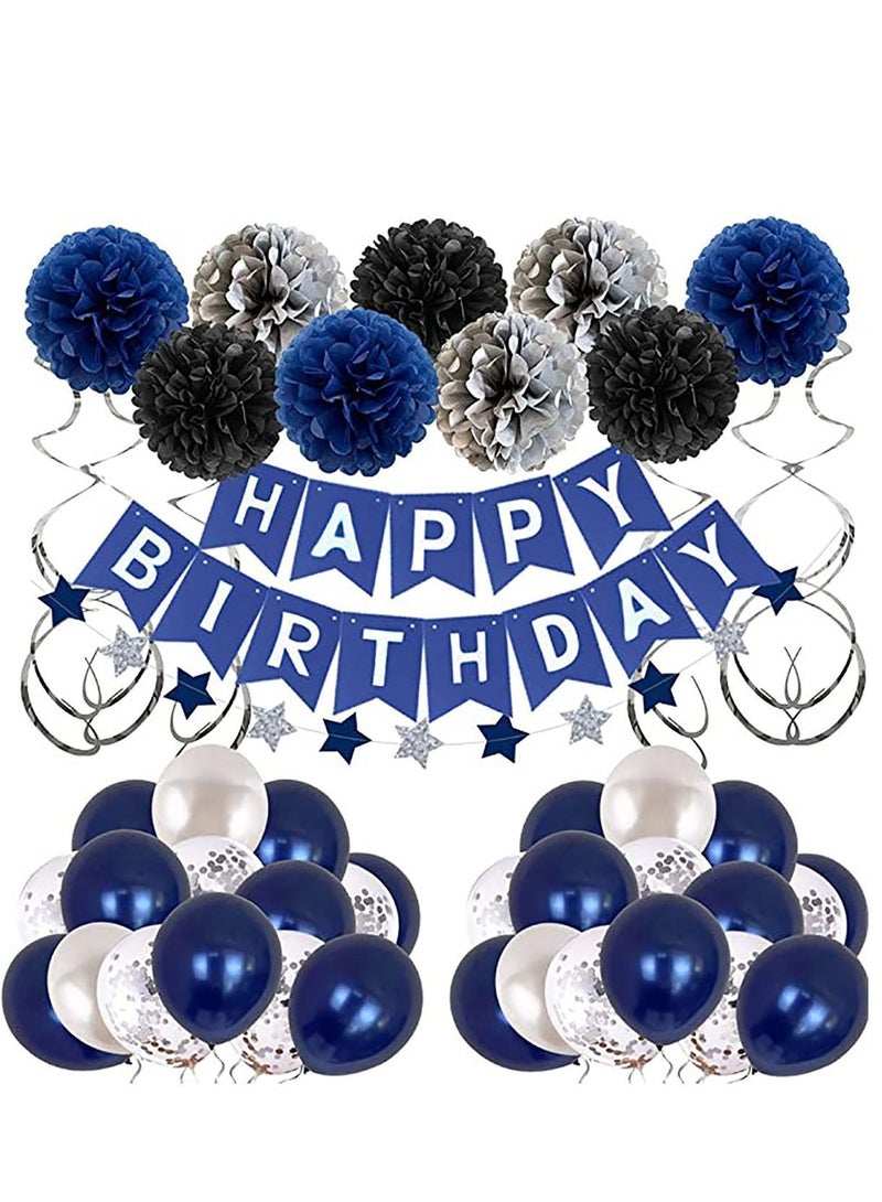 Y&D Birthday Decorations Men Blue Party for Women Boys Grils, Happy Balloons Decor Suit - Image 1