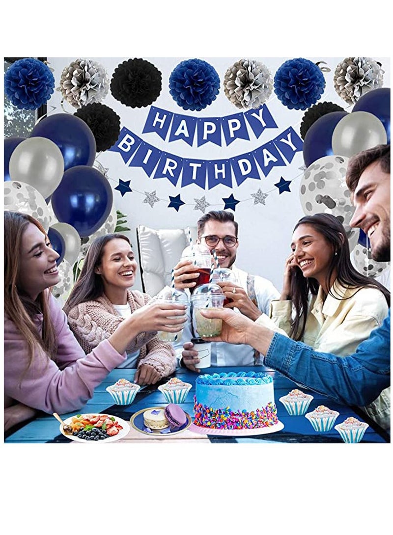Y&D Birthday Decorations Men Blue Party for Women Boys Grils, Happy Balloons Decor Suit - Image 2