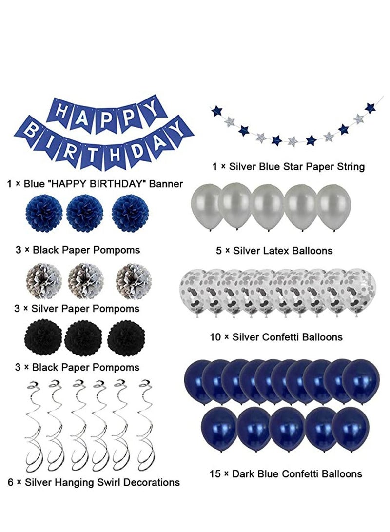 Y&D Birthday Decorations Men Blue Party for Women Boys Grils, Happy Balloons Decor Suit - Image 3