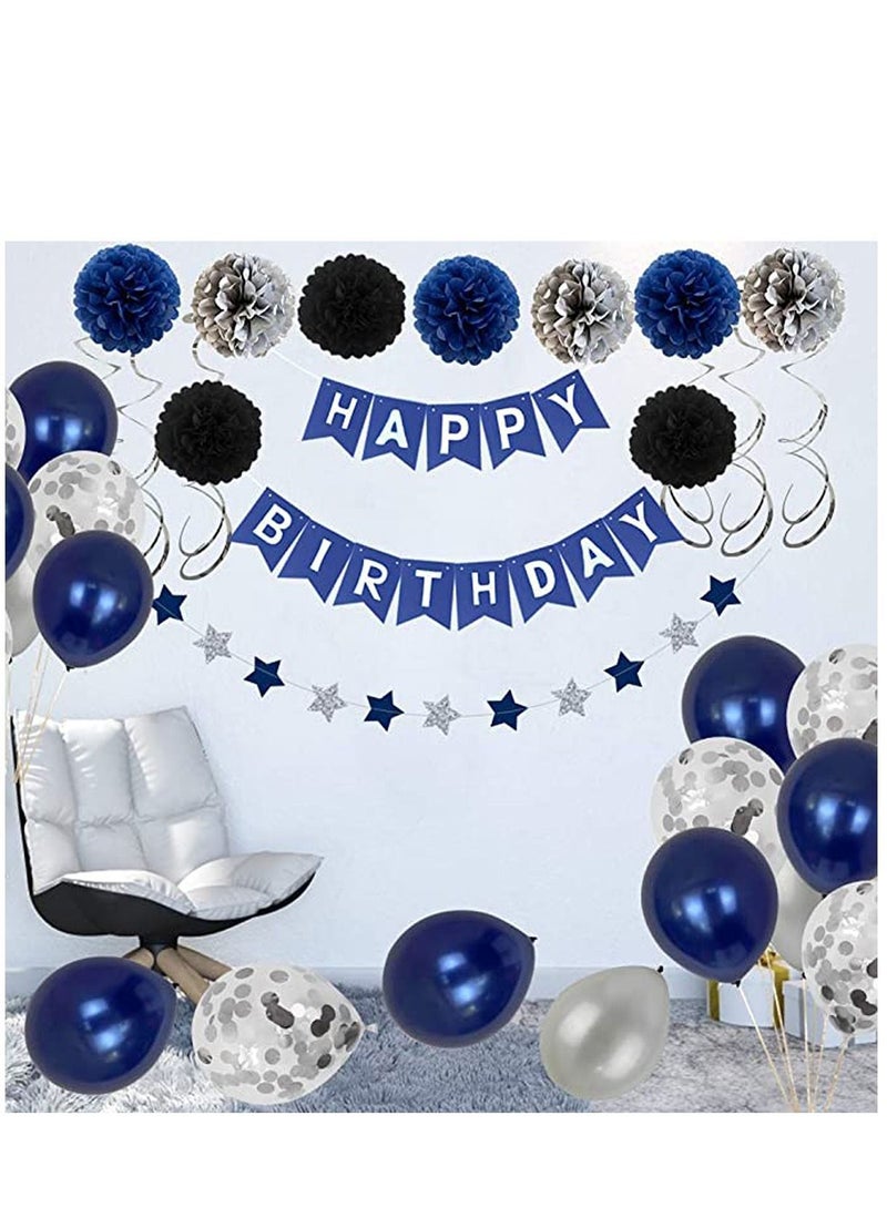 Y&D Birthday Decorations Men Blue Party for Women Boys Grils, Happy Balloons Decor Suit - Image 4
