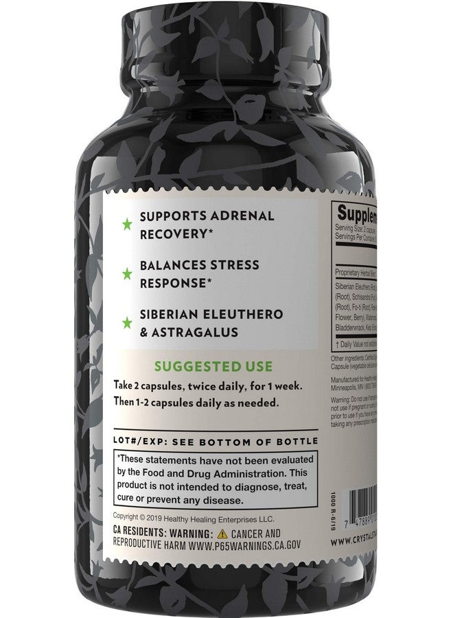 Crystal Star Adrenal Support Supplement (60 Capsules) Daily Herbal Cortisol Supplement For Stress Relief & Adrenal Fatigue Siberian Eleuthero Licorice Uva Ursi Astragalus & Fo Ti Non Gmo - Image 3