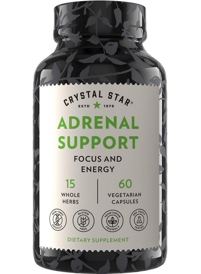 Crystal Star Adrenal Support Supplement (60 Capsules) Daily Herbal Cortisol Supplement For Stress Relief & Adrenal Fatigue Siberian Eleuthero Licorice Uva Ursi Astragalus & Fo Ti Non Gmo - Image 2