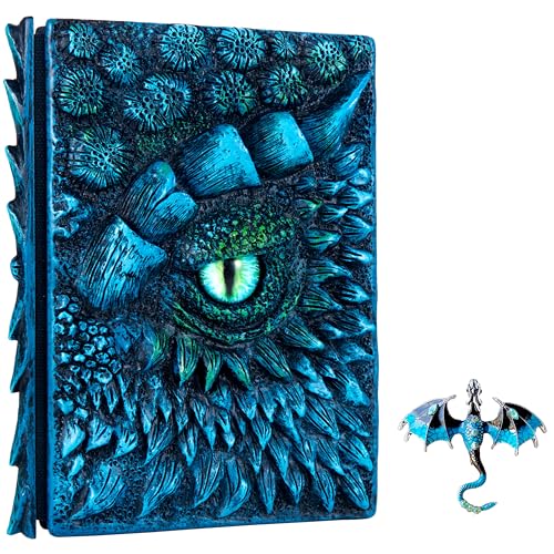 LZlightactor 3D Dragon Eye Embossed Journal,Resin Engraving Notebook,Dnd notebook for Dragon Lovers ，Blank Paper,Hardcover Travel Notepad for Writing,Sketchbook,Collection,Gift,Decoration A4 and A5 Size (A5-Blue - Image 1