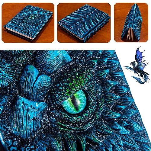 LZlightactor 3D Dragon Eye Embossed Journal,Resin Engraving Notebook,Dnd notebook for Dragon Lovers ，Blank Paper,Hardcover Travel Notepad for Writing,Sketchbook,Collection,Gift,Decoration A4 and A5 Size (A5-Blue - Image 4