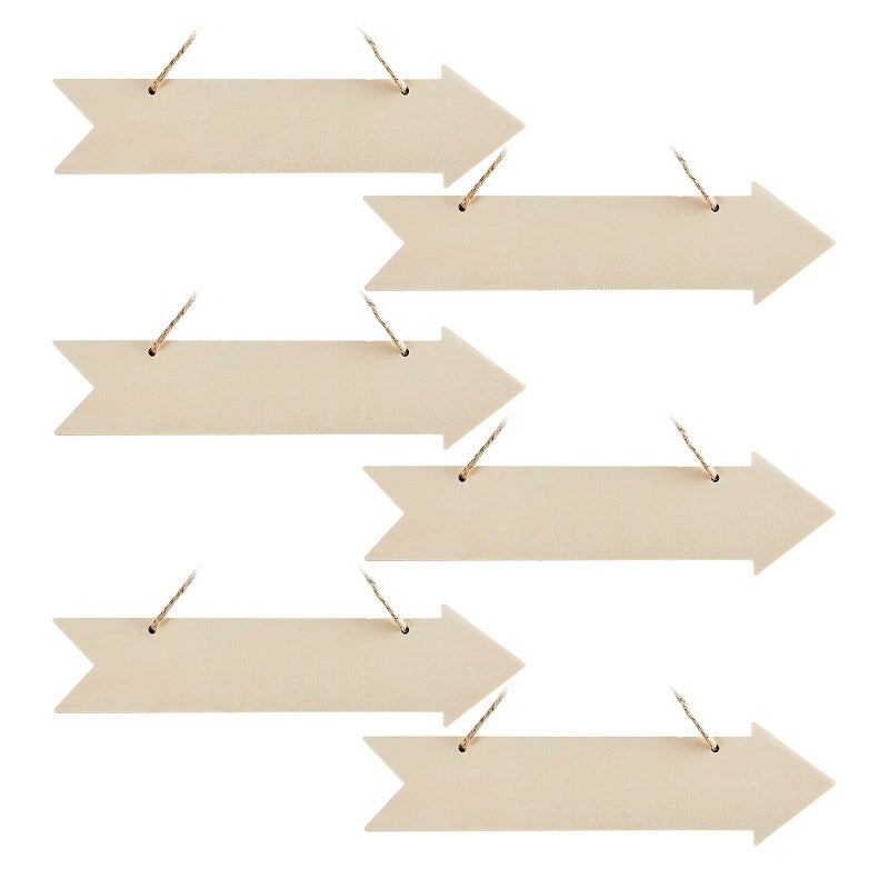Sunianly Rustic Arrow Wooden Sign Arrow Hanging Wood Wall Art Unfinished Ornaments for Christmas Wedding Birthday Party Decoration 6Pack DBSJD2D92AZ