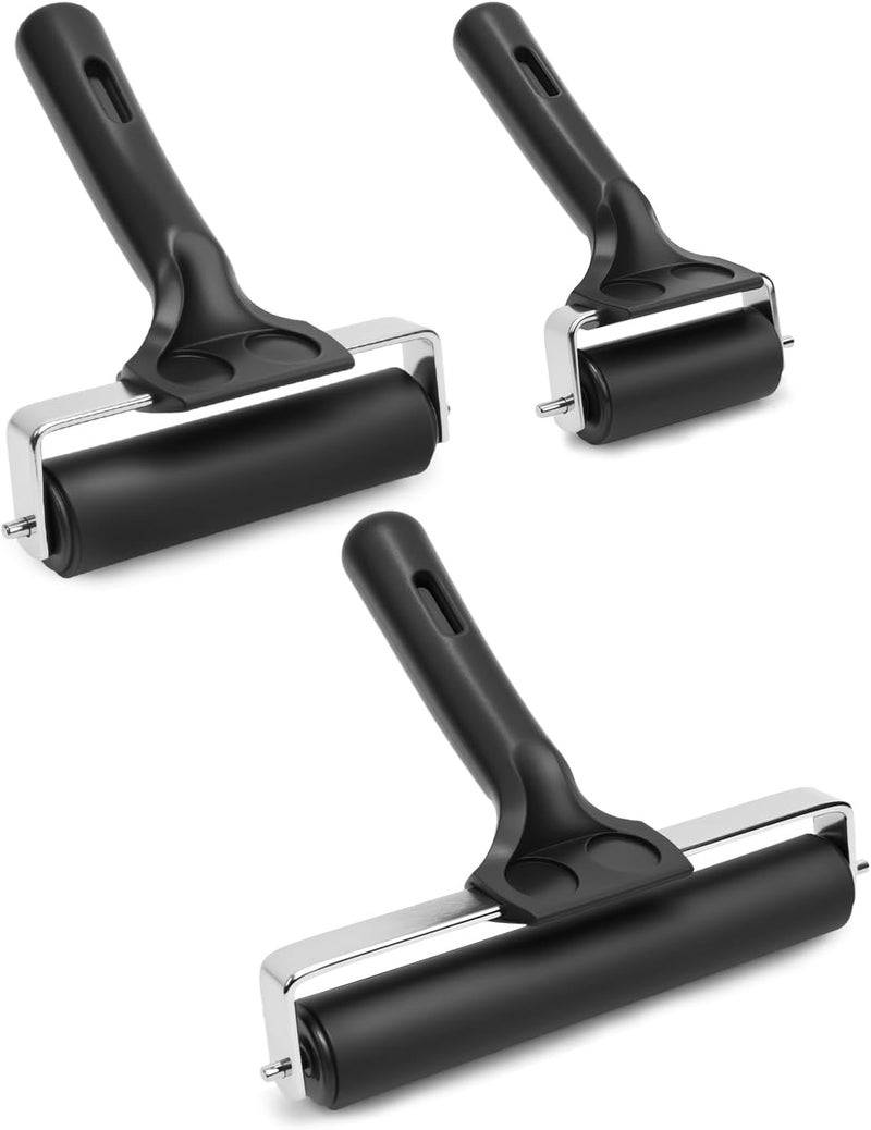 UCEC Brayer Rollers for Crafting – Durable Rubber Ink Roller, Brayer Roller for Printmaking, Paint, Great for Diamond Painting, Gelli Arts Gel Printing Plate – 3 Pack (2.4’’, 4’’, 7.9'') - Image 1