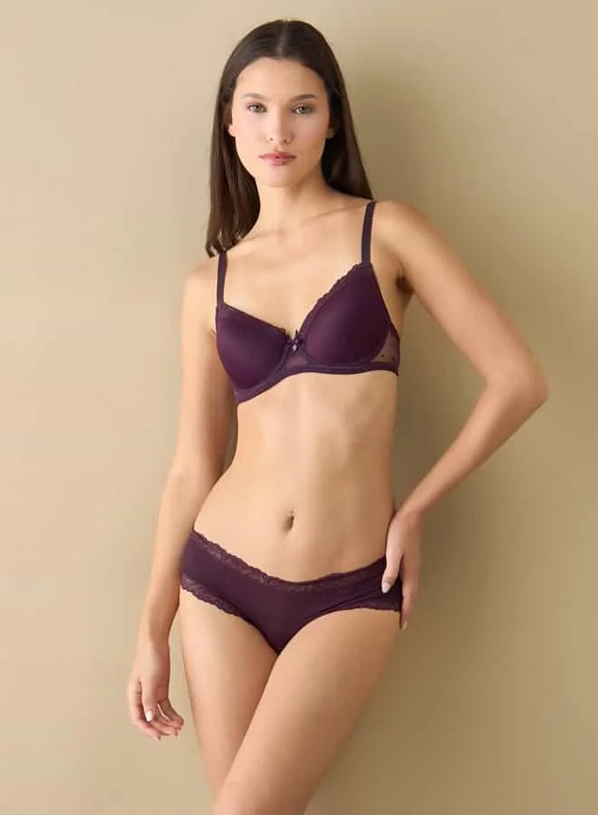 Splash FAV Set of 3 - Floral Textured Demi Bra with Lace Detail