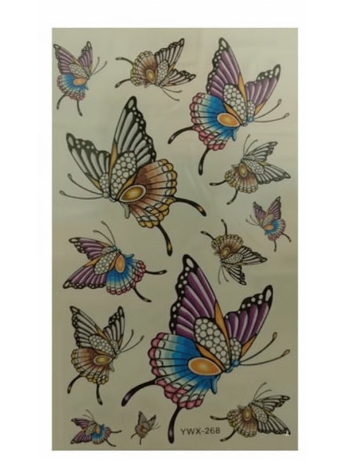 تاتو مؤقت على شكل فراشات ملونة جذابة - Image 1