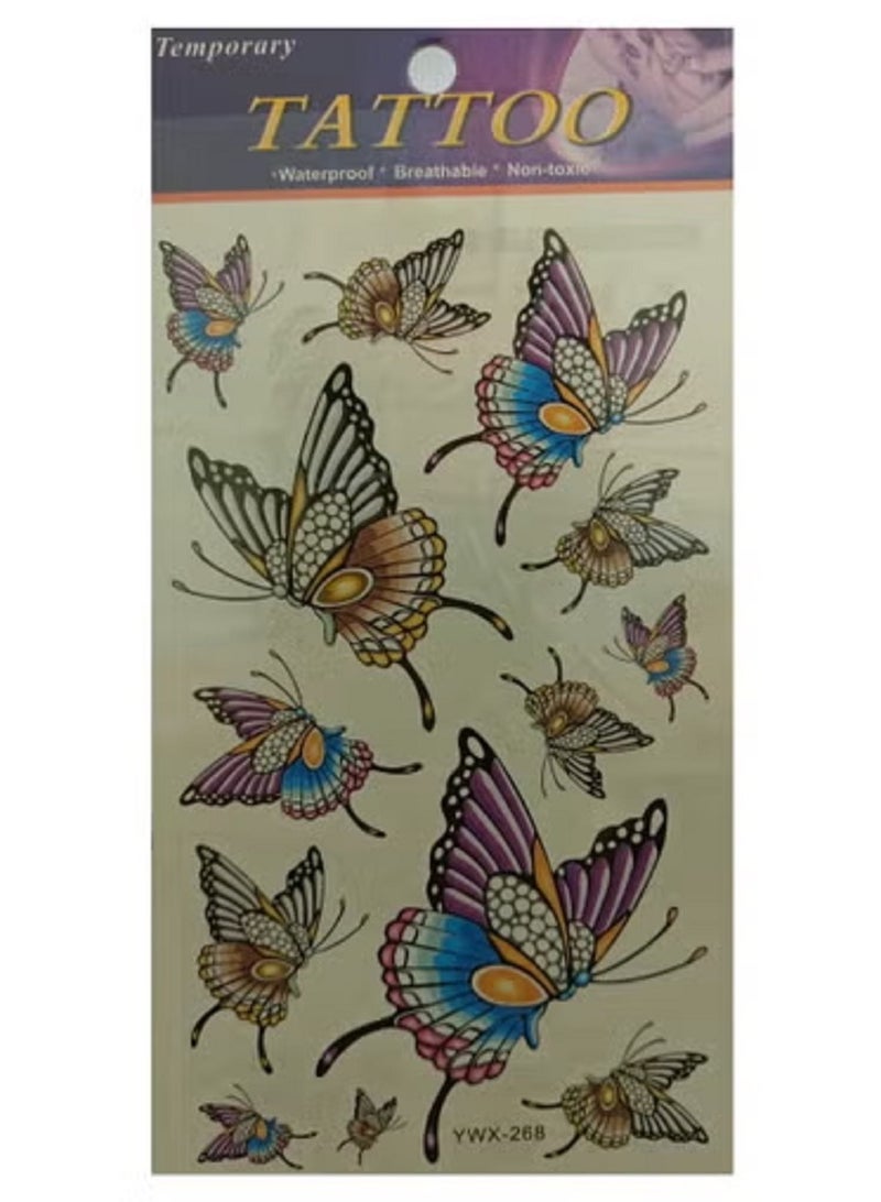تاتو مؤقت على شكل فراشات ملونة جذابة - Image 2