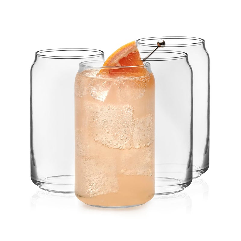 Libbey Classic Can Tumbler Glasses Set of 4, Clear Kitchen Glassware Sets for Beverages and Cocktails, Lead-Free, Cute Drinking Glasses, 16-Ounce - Image 1