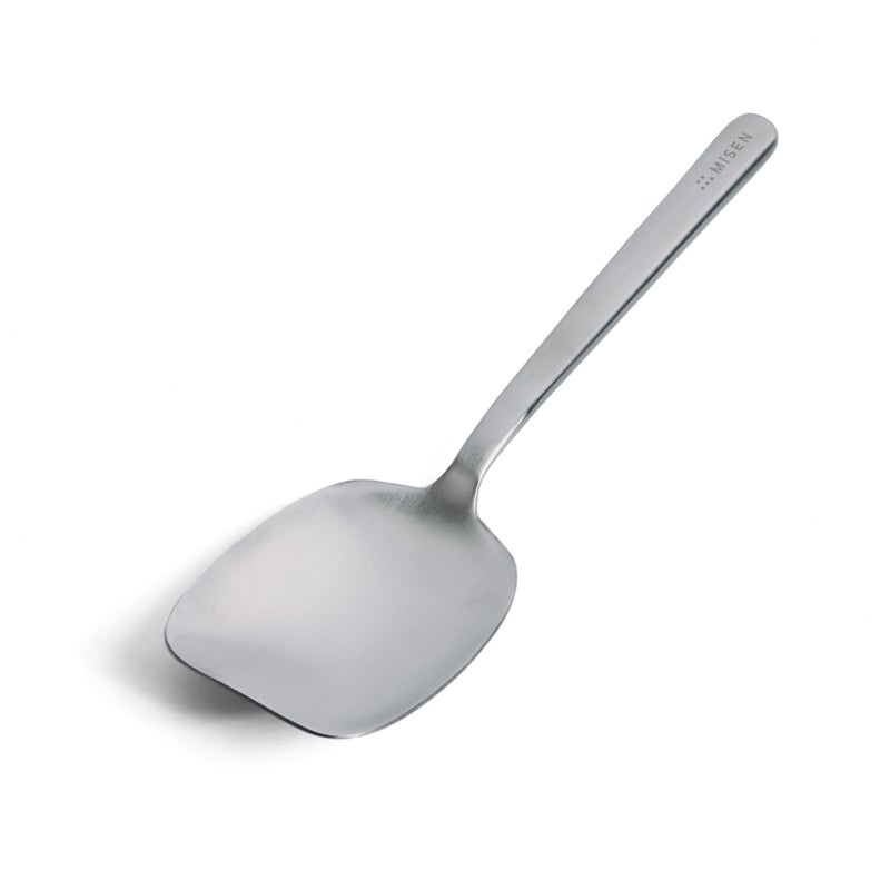 Misen Scraper Chef Spoon - 12 Inch Stainless Steel Cooking Spoon and Spatula Hybrid for Flipping Burgers Tossing Vegetables Scraping Pots Serving Casseroles and Everyday Kitchen Prep - Image 1