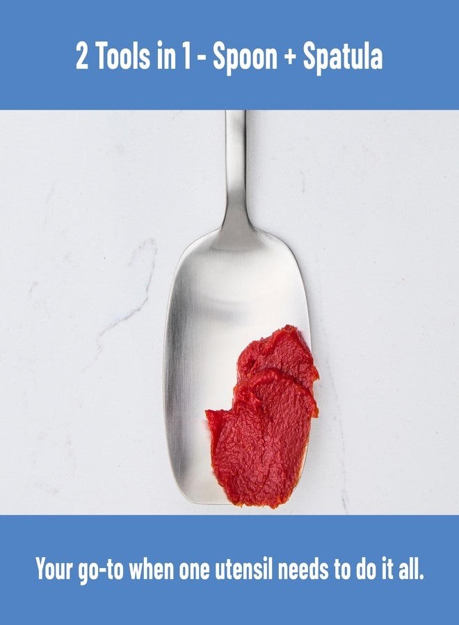 Misen Scraper Chef Spoon - 12 Inch Stainless Steel Cooking Spoon and Spatula Hybrid for Flipping Burgers Tossing Vegetables Scraping Pots Serving Casseroles and Everyday Kitchen Prep - Image 2