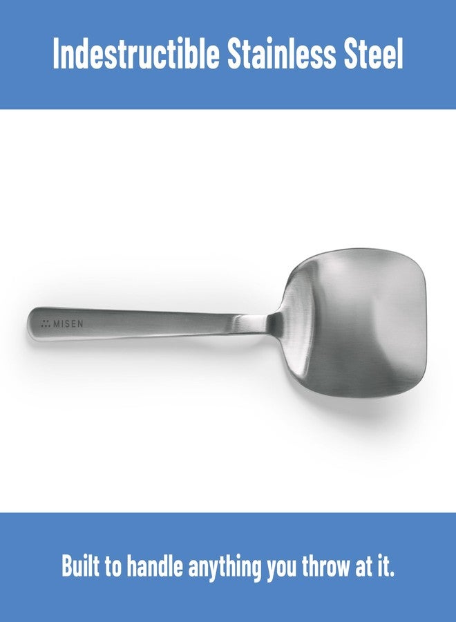 Misen Scraper Chef Spoon - 12 Inch Stainless Steel Cooking Spoon and Spatula Hybrid for Flipping Burgers Tossing Vegetables Scraping Pots Serving Casseroles and Everyday Kitchen Prep - Image 3