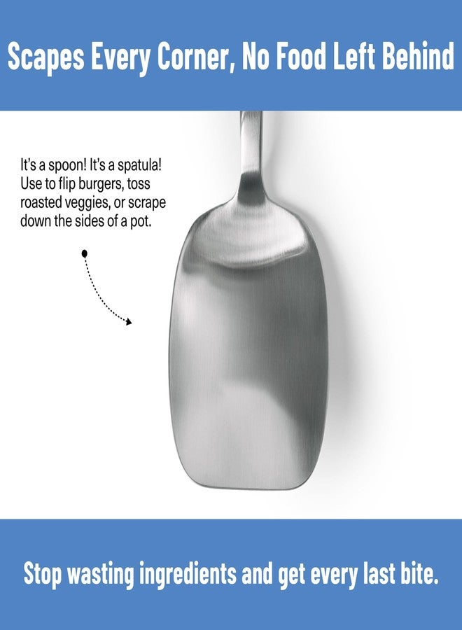 Misen Scraper Chef Spoon - 12 Inch Stainless Steel Cooking Spoon and Spatula Hybrid for Flipping Burgers Tossing Vegetables Scraping Pots Serving Casseroles and Everyday Kitchen Prep - Image 4