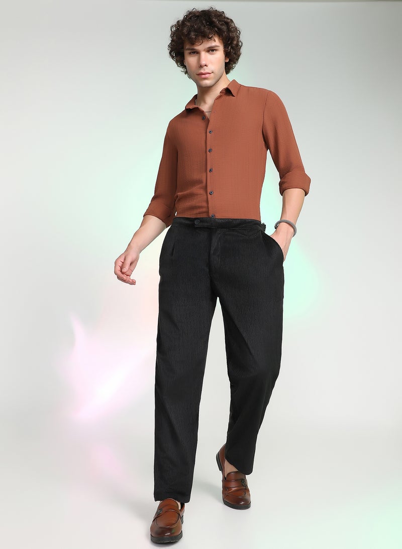 كامبوس سوترا Men's Obsidian Black Veined Tailored Trousers - Image 2
