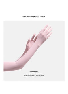 Generic New Nylon Ice Silk Sunscreen Gloves Womens Summer Anti-ultraviolet Ice Sense Long Sleeve Sunscreen Finger Flip Cover [F06L Classic] rouge powder [F06L Classic] rouge powder 