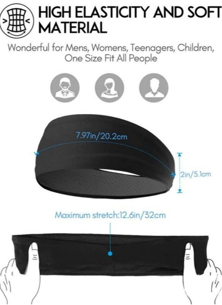 DMG TECH Sports Headbands, Sports Headbands for Men Women (2 Pack), Moisture Wicking Sweat Band Elastic Wide Hair Bands, Running, Cycling, Basketball, Gym Exercise, Football  - Image 4