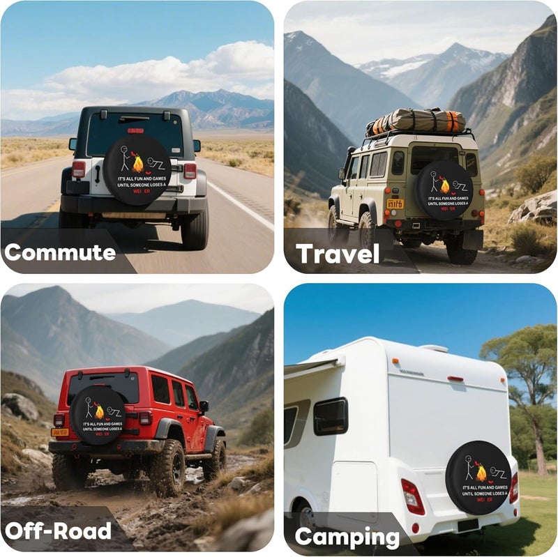 Sumsive Rv Spare Tire Cover Wheel Covers for RV Tires Waterproof Dust-Proof Tire Protectors Spare Tire Cover for RV Travel Trailer Truck SUV (fire, 16IN) - Image 5