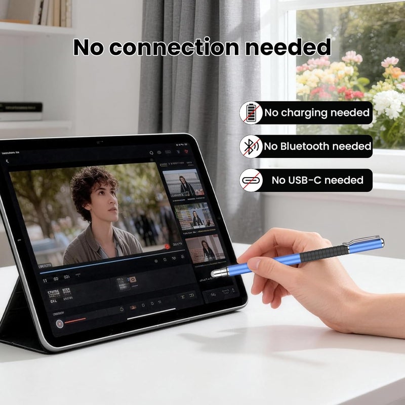 MEKO 2-in-1 Stylus Precision Disc Styli Touch Screen Pen for iPads, Tablets, iPhones, Smartphones, Samsung Galaxy Note/Tab (Blue*6) - Image 4