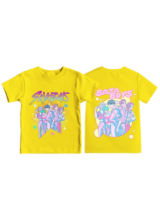 Best-seller Kpop Anime Cartoon Print Round Neck Short-sleeve T-shirt Casual Loose Children's Top