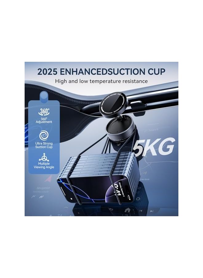 Green Tiger [2025 Upgrade] Car Phone Holder, 360 Adjustable Mobile Holder for Car with Vacuum Suction Mount, Strong Magnetic Phone Holder for Smooth Dashboard, compatible with iPhone 16 Pro Max/15/14/13 - Image 2