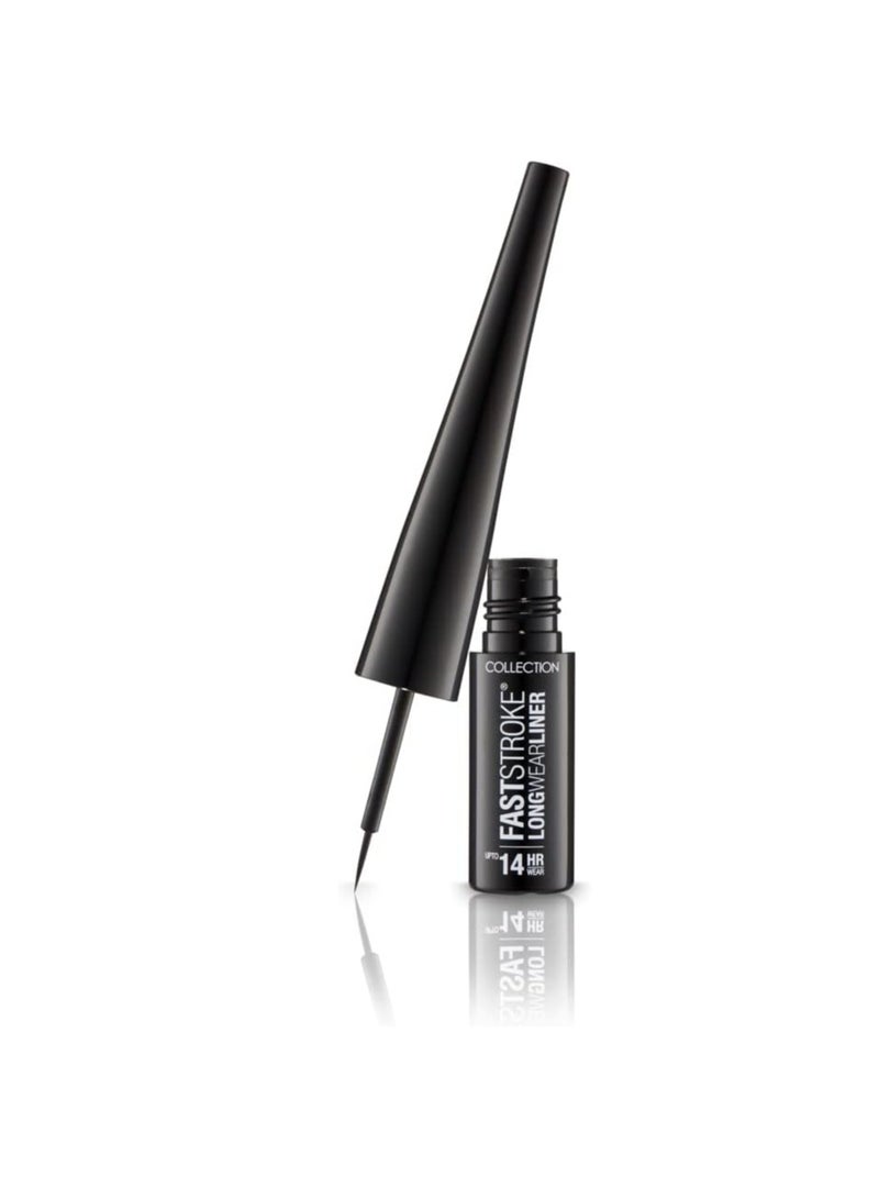 Collection Cosmetics Fast Stroke Long Wear Liner 14 Hour Wear Intense Colour 4ml Black - Image 2