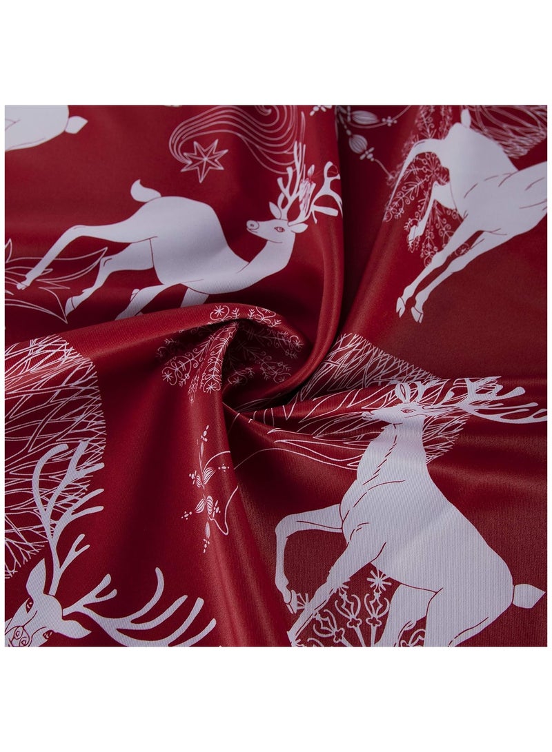  انتكس بيت الستائر ستائر عيد الميلاد بطباعة الغزلان والثلج لغرفة المعيشة وغرفة النوم - قماش مخملي كتان - حلقات فولاذية - قطعة واحدة - Image 4