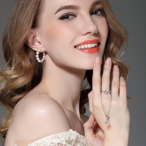RONLLNA Pearl Hoop Earrings for Women Fashion Dangle Hypoallergenic Layer Earrings Drop Dangle Earrings Gifts for Women (35mm hoop) - Image 4