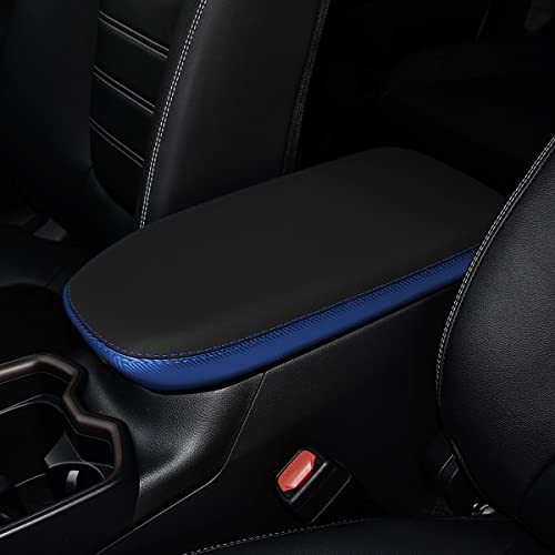 INTGET Center Console Armrest Cover for Toyota RAV4 Accessories 2025 2024 2023 2022 2021 2020 2019 Leather Middle Console Lid Cover Pad Protector Arm Rest Covering Car(Black with Blue) - Image 1