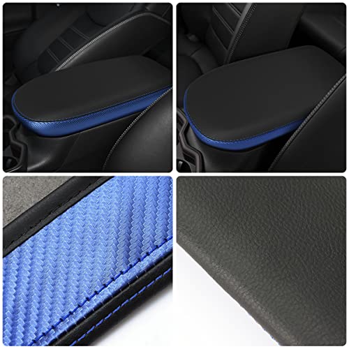 INTGET Center Console Armrest Cover for Toyota RAV4 Accessories 2025 2024 2023 2022 2021 2020 2019 Leather Middle Console Lid Cover Pad Protector Arm Rest Covering Car(Black with Blue) - Image 4