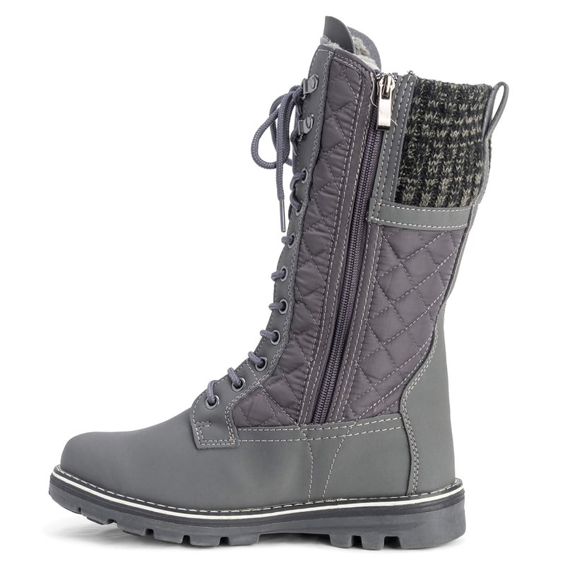 POLAR Womens Winter Thermal Snow Outdoor Warm Mid Calf Waterproof Durable Boot - Gray - US7/EU38 - YC0378 - Image 3