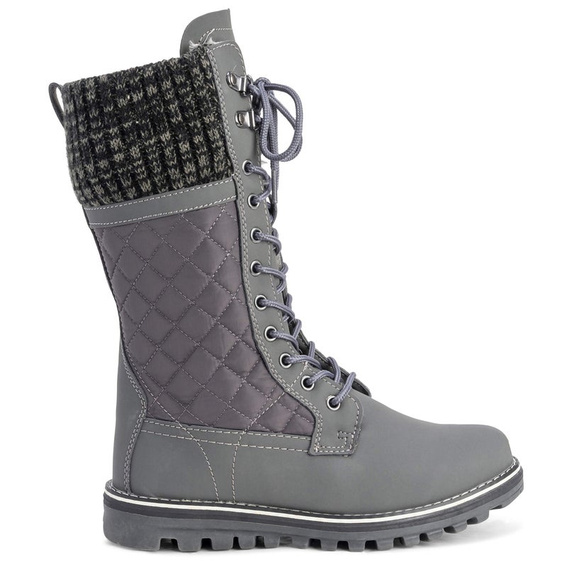 POLAR Womens Winter Thermal Snow Outdoor Warm Mid Calf Waterproof Durable Boot - Gray - US7/EU38 - YC0378 - Image 4