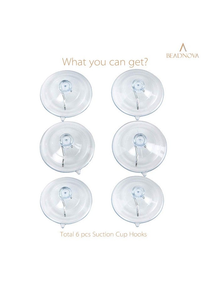 BEADNOVA Suction Cup Hooks 2.5 Inches Suction Cup Hook for Window Glass Wall (6 Packs) - Image 2