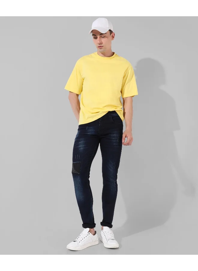 Campus Sutra Men's Classic Blue Medium-Washed Regular Fit Denim Jeans