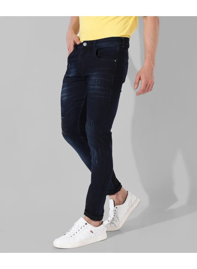 Campus Sutra Men's Classic Blue Medium-Washed Regular Fit Denim Jeans
