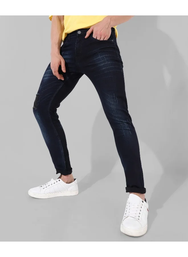 Campus Sutra Men's Classic Blue Medium-Washed Regular Fit Denim Jeans
