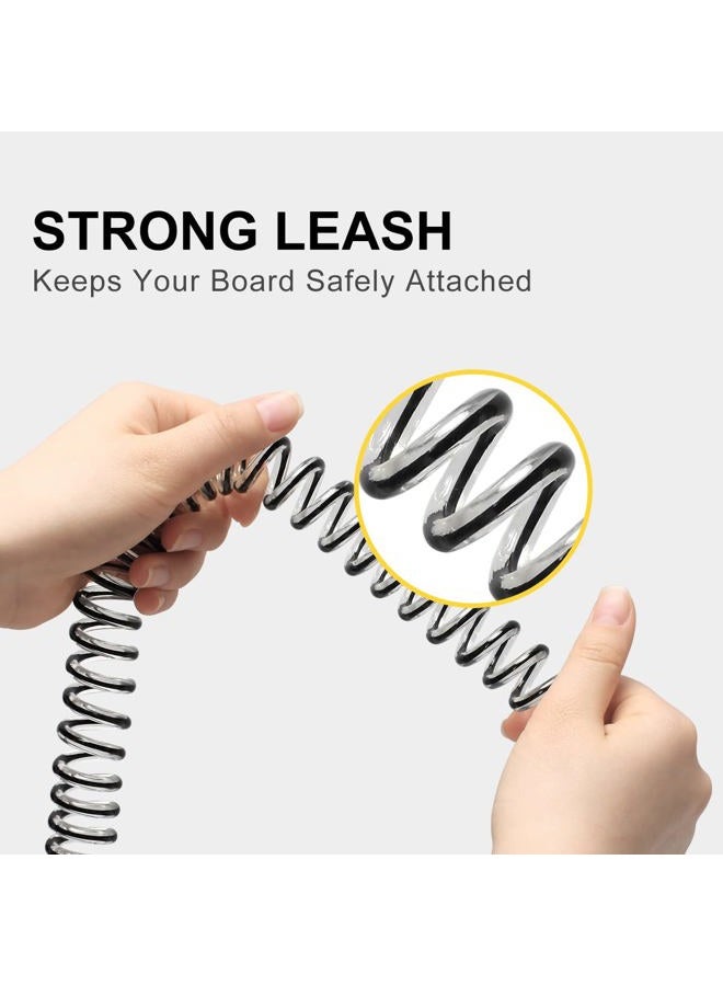 WOOWAVE حبل قارب SUP Premium لوح التجديف لوح السباحة حبل ملفوف 8/10 أقدام ابق على اللوح مع محفظة/حافظة هاتف مقاومة للماء (أسود شفاف، 8 أقدام و 7 مم) - Image 2