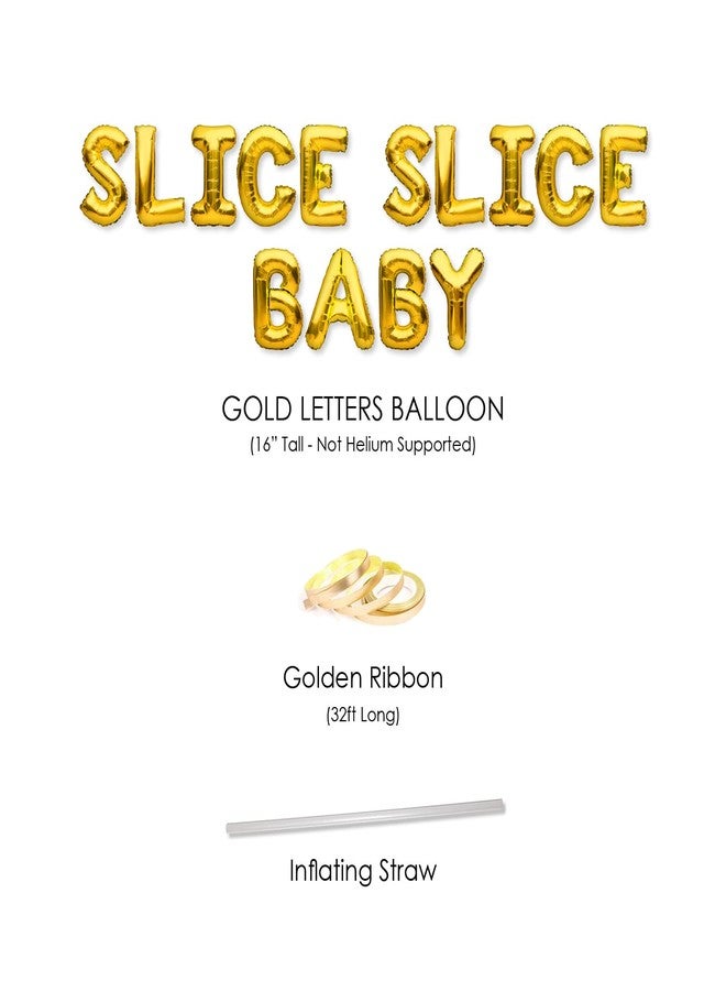 PartyForever SLICE SLICE BABY Balloons Banner Gold Pizza Party Decorations Sign - Image 5