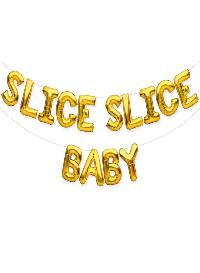 PartyForever SLICE SLICE BABY Balloons Banner Gold Pizza Party Decorations Sign - Image 2