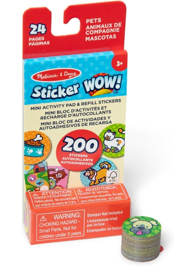 Melissa & Doug ملصقات ميليسا ودوج! دفتر نشاط مصغر و200 ملصق لإعادة التعبئة لنشاط الحرف اليدوية - ملصقات الحيوانات الأليفة - Image 1