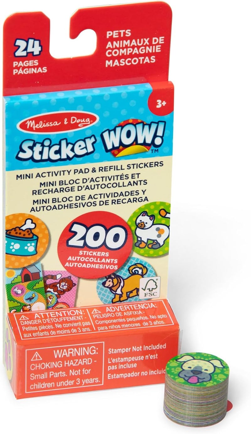 Melissa & Doug ملصقات ميليسا ودوج! دفتر نشاط مصغر و200 ملصق لإعادة التعبئة لنشاط الحرف اليدوية - ملصقات الحيوانات الأليفة - Image 1