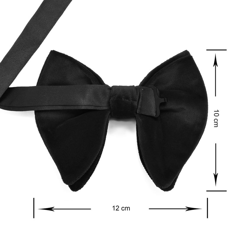 Branduce Oversize Black Bow Tie for Men Pre-tied Adjustable Big Velvet Bowties for Wedding Party (BB10-18) - Image 4
