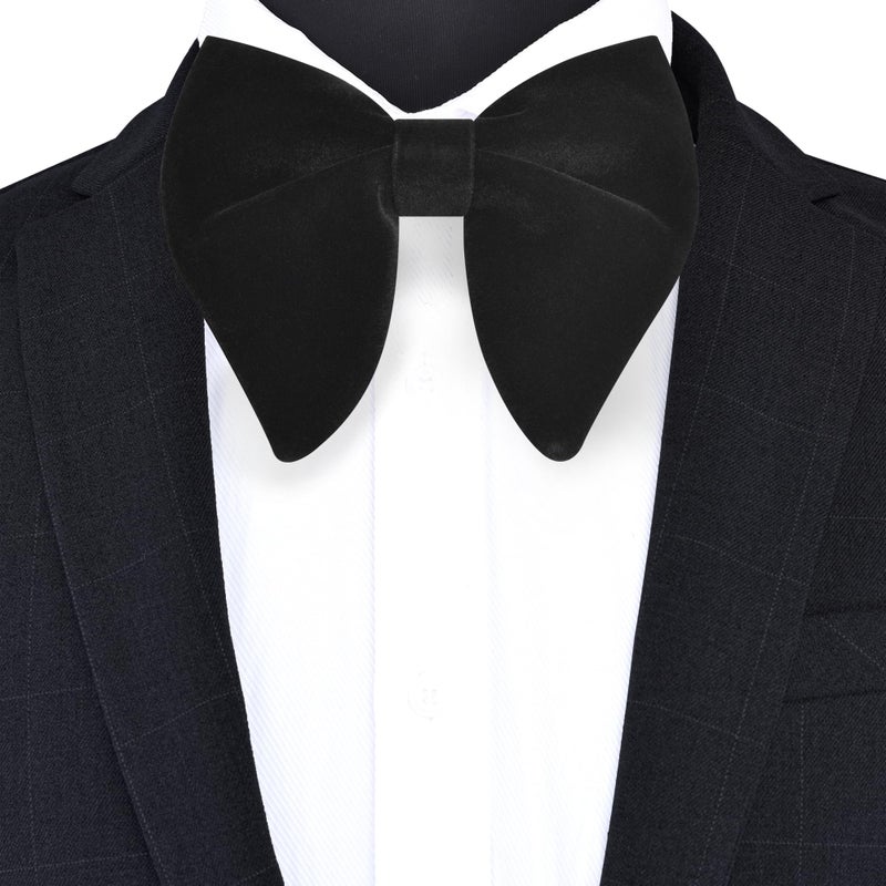 Branduce Oversize Black Bow Tie for Men Pre-tied Adjustable Big Velvet Bowties for Wedding Party (BB10-18) - Image 2