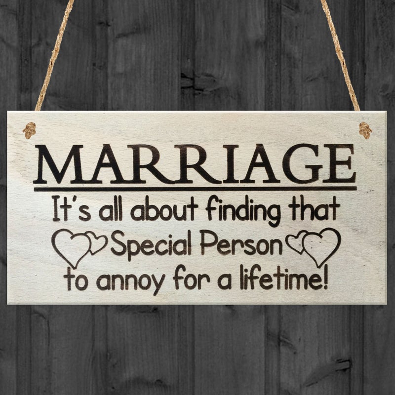Red Ocean Marriage Its All About Finding That Special Person To Annoy For A Lifetime Funny Wooden Hanging Plaque Novelty Marriage Sign Anniversary Married Gift
