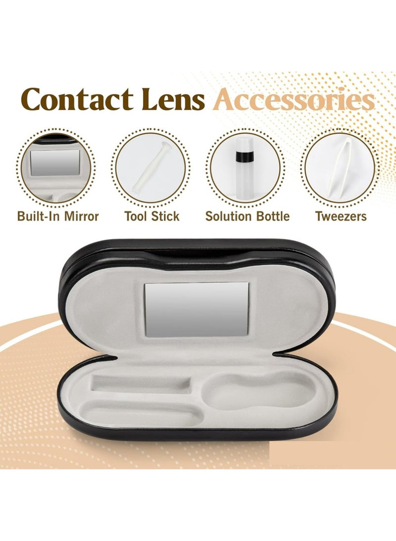 يوجي 2 في 1 حالة النظارات ، عدسة الاتصال والنظارات حالة النظارات المحمولة مزدوجة الجانبين مع إزالة المرآة المضغوطة المدمجة وحل عدسة الاتصال مجموعة تخزين زجاجات للسفر في الهواء الطلق يوميا لنا (أسود) - Image 4